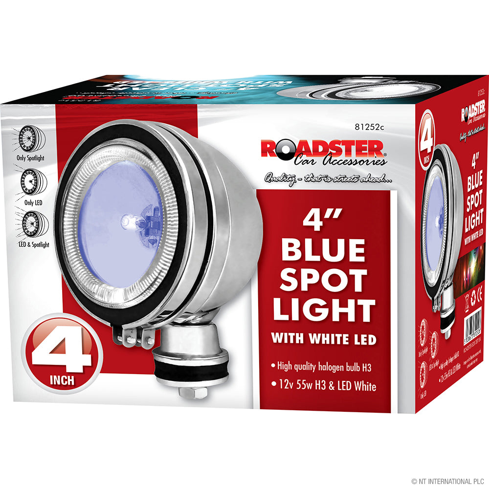 Phare de travail bleu H3 12 V 55 W de 4" – LED blanche