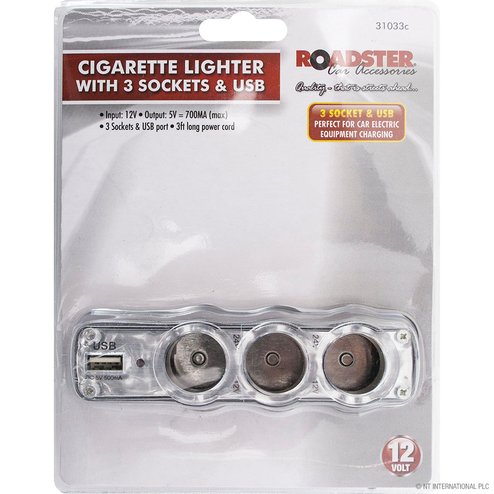 Multiprise Allume-cigare 12V 3 voies et chargeur USB – Concentrateur d'alimentation pratique pour appareils portables