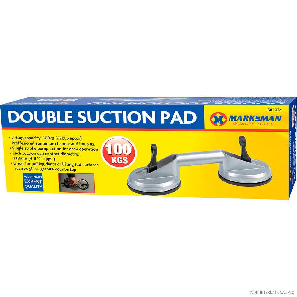 Double ventouse renforcée avec capacité de 100 kg et poignée en aluminium - Prise sûre pour une manipulation professionnelle