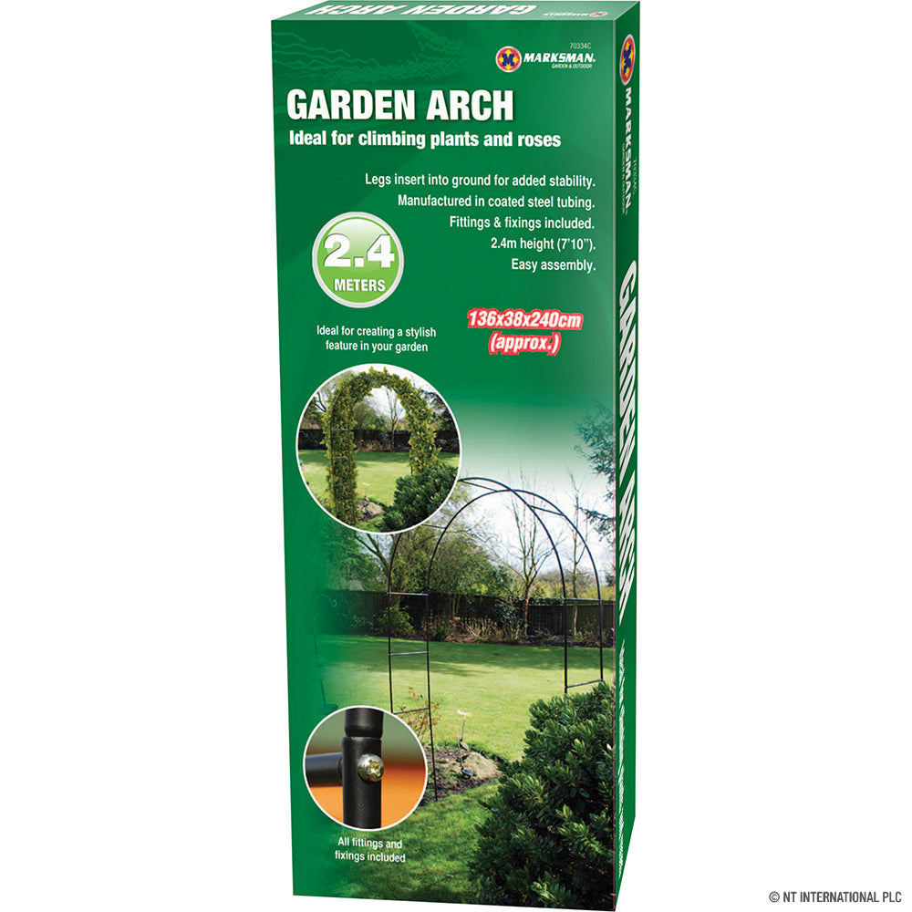Arche de jardin 2,4 m 136 x 38 x 240 cm Charme rustique pour plantes grimpantes