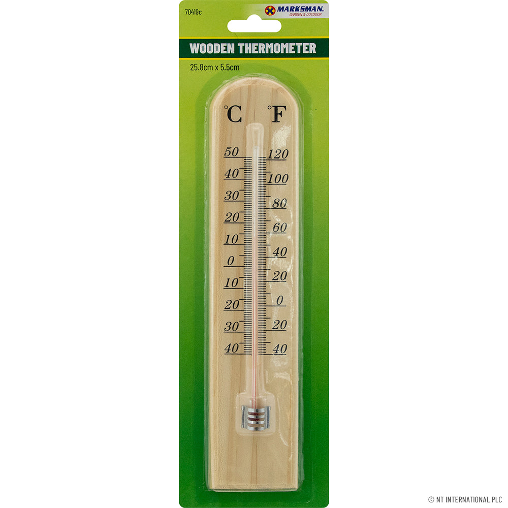Thermomètre en bois (moyen) Jauge de température artisanale pour usage intérieur et extérieur