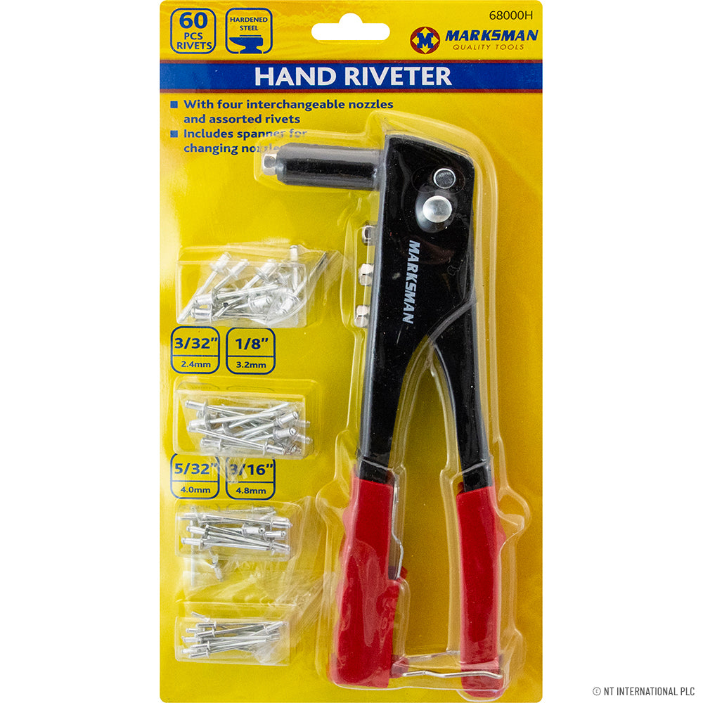 Kit professionnel de pistolet à riveter manuel avec 60 rivets - Outil polyvalent pour le bricolage et les réparations