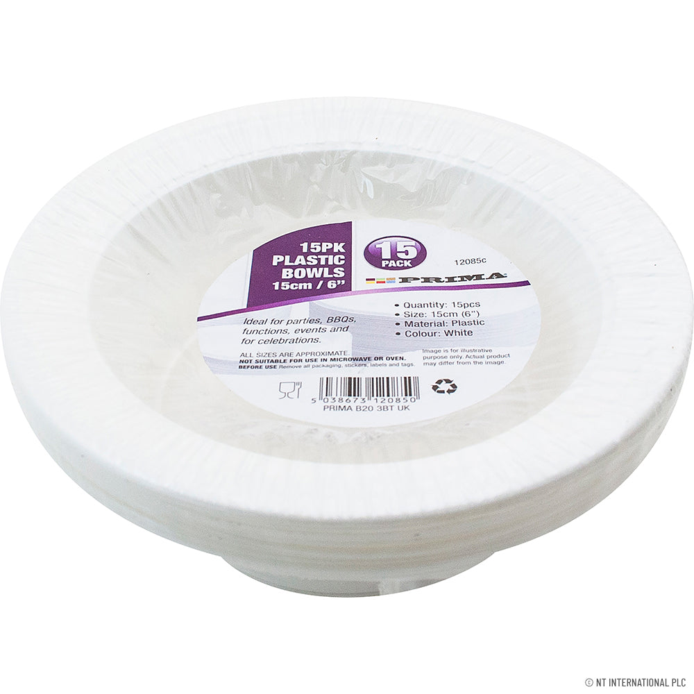 Lot de 15 bols à salade en plastique de 15 cm