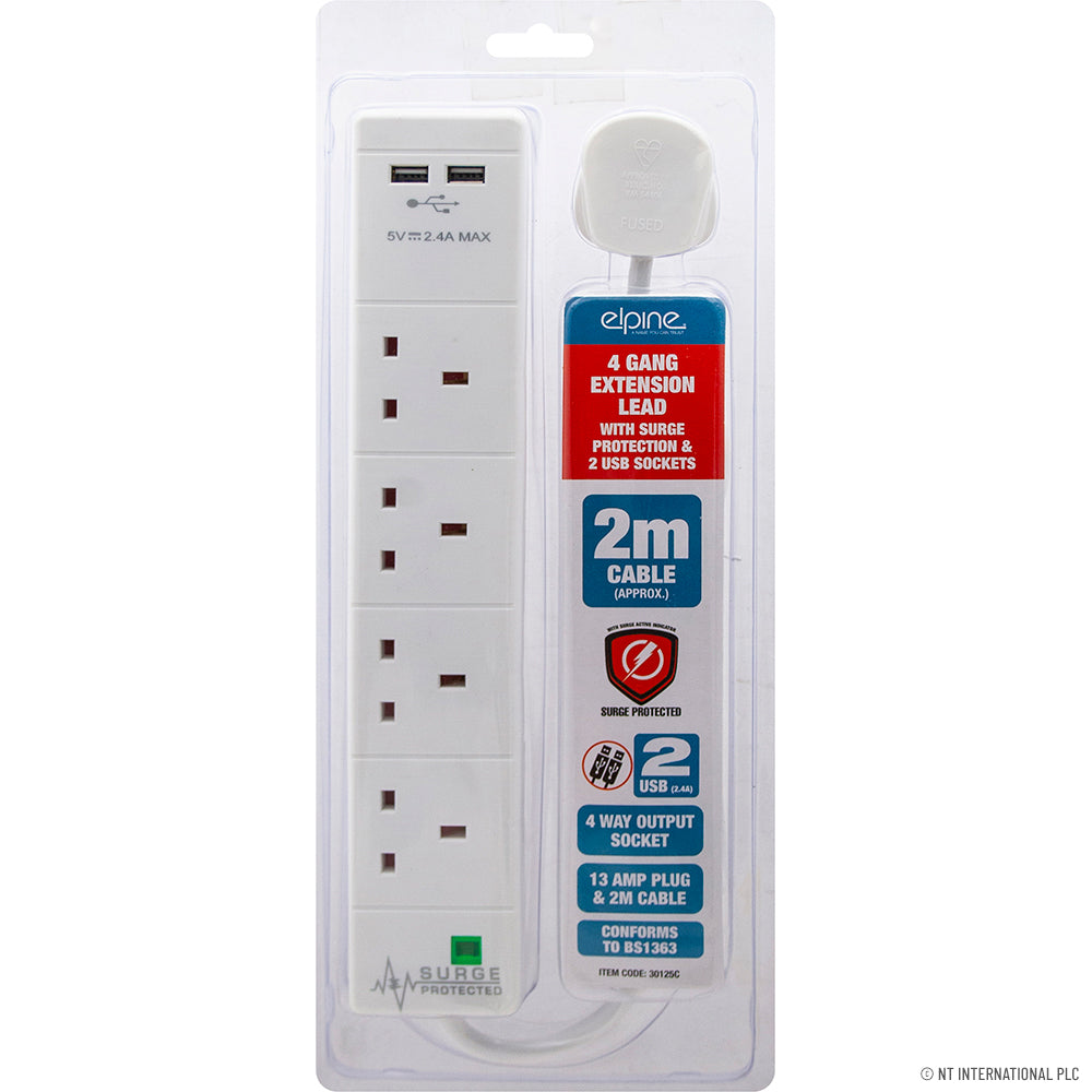 Multiprise 4 prises avec protection contre les surtensions et 2 ports USB - Alimentez vos appareils sans effort