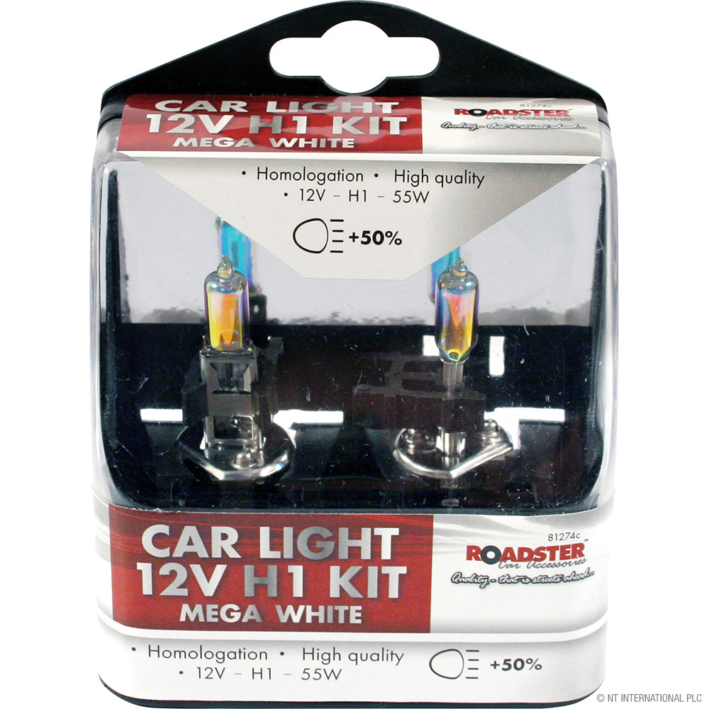 Ampoules de phare de voiture H1 55W 12V Mega White - Améliorez la visibilité et le style de votre voiture