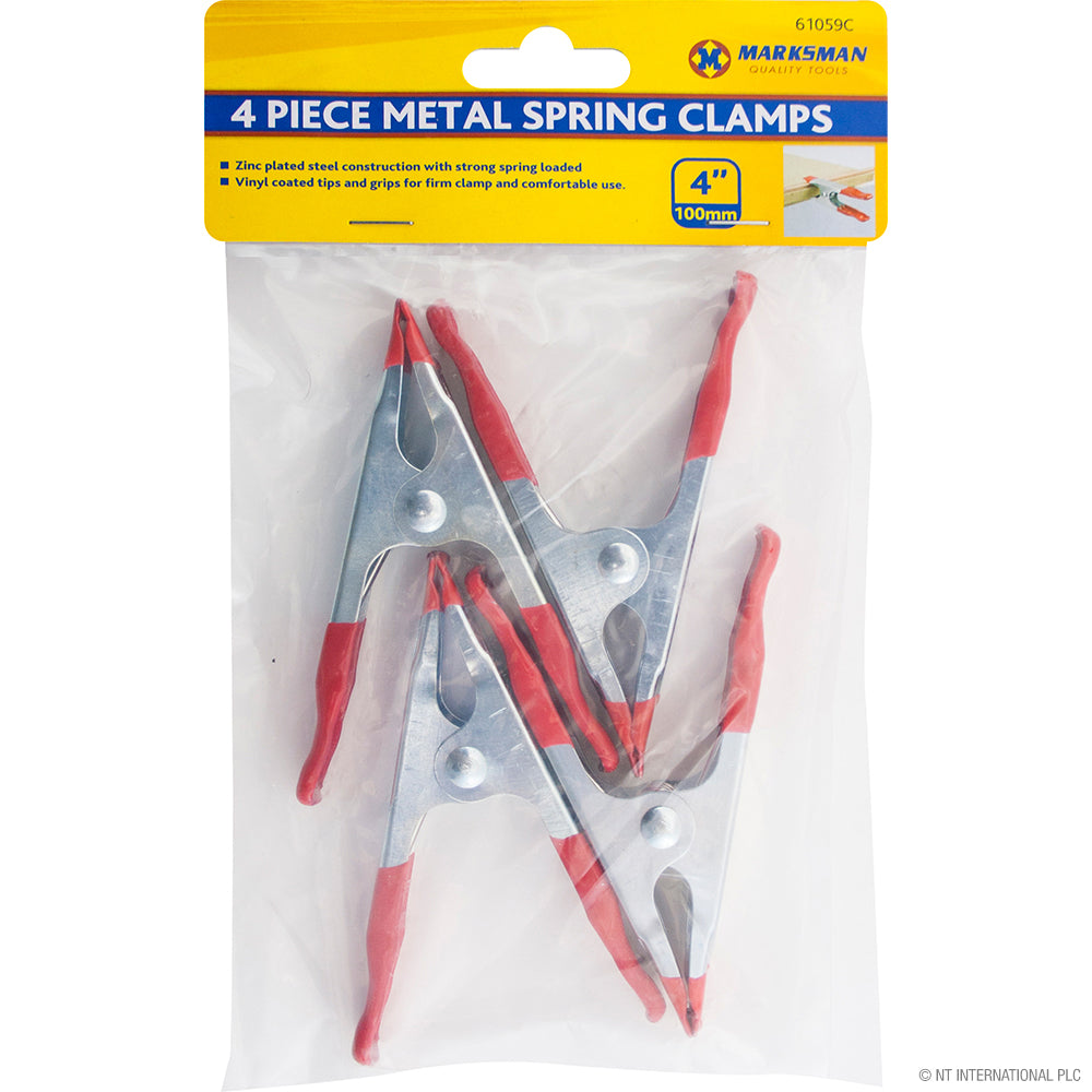Serre-joints à ressort robustes en métal - Lot de 4, 10 cm - Idéal pour le travail du bois et les projets de bricolage