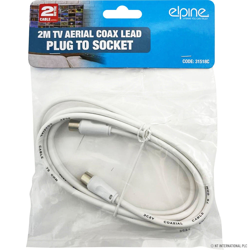 Câble coaxial blindé de 2 m pour antenne TV - Connexion fiable fiche-prise pour une réception de signal claire