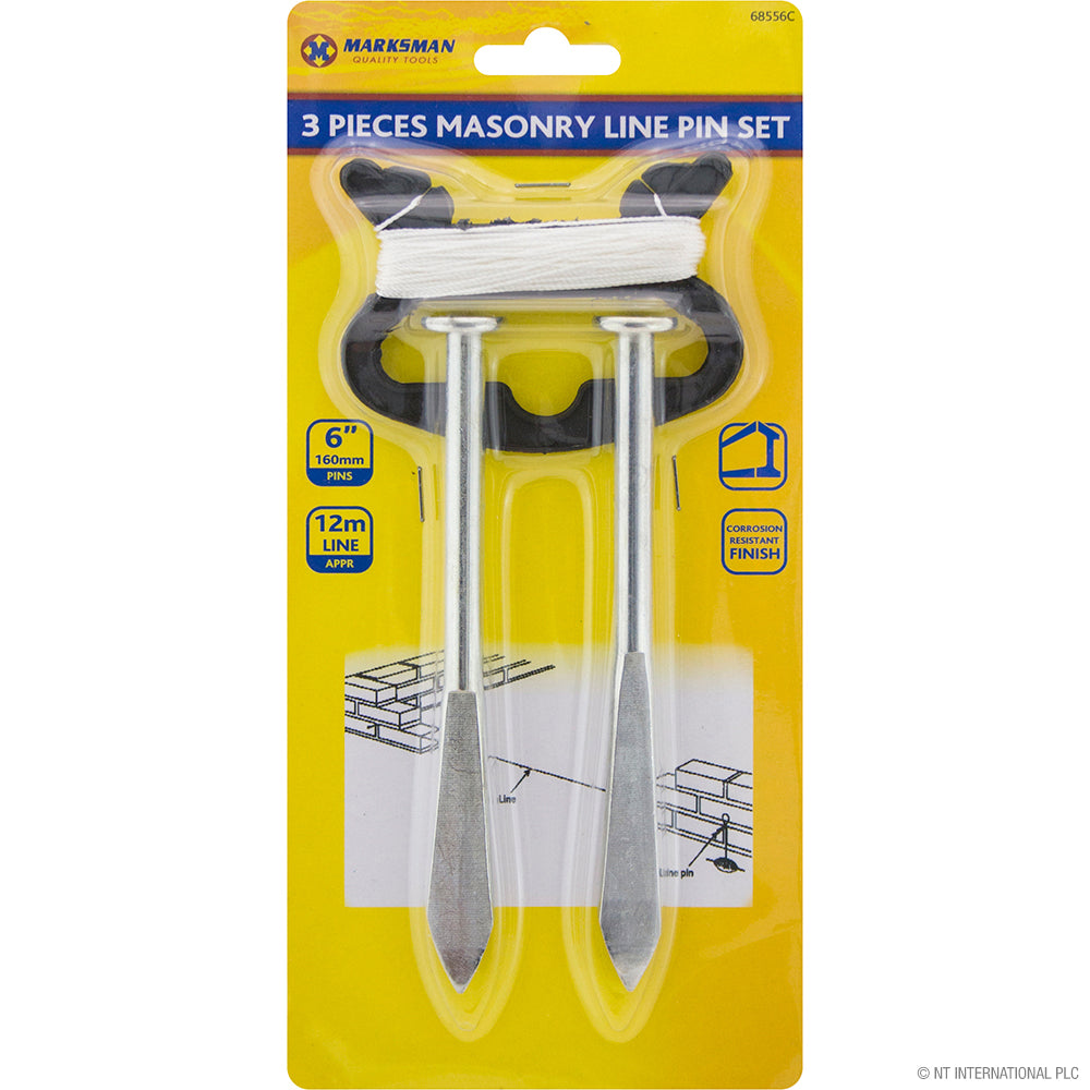 Kit de maçon 3 pièces avec corde et piquets - 12 m