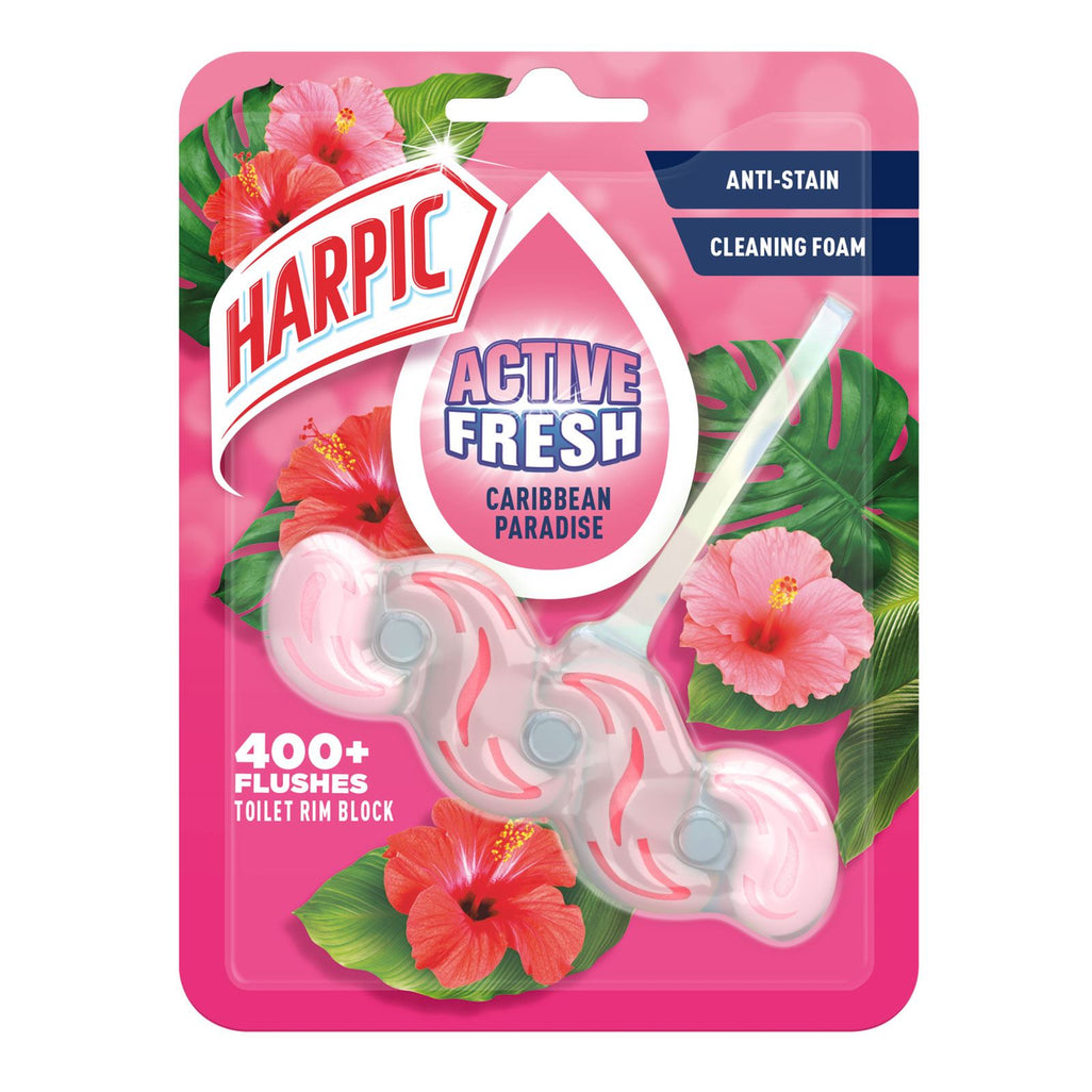 HARPIC ACTIVE FRESH CARRIBEAN PARADISE TOILET RIM BLOCK 35G