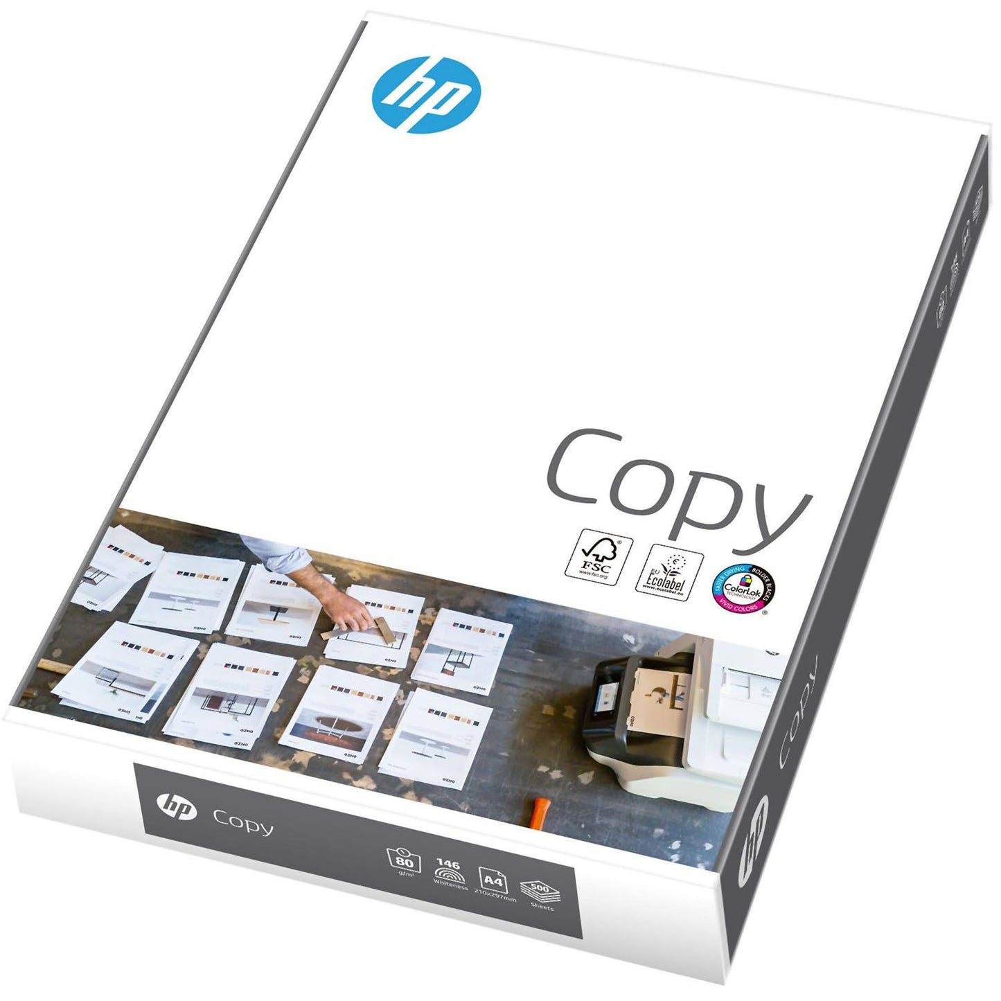 HP Copy A4 Bright White Printing Copier Paper, 80gsm - 500 Sheets