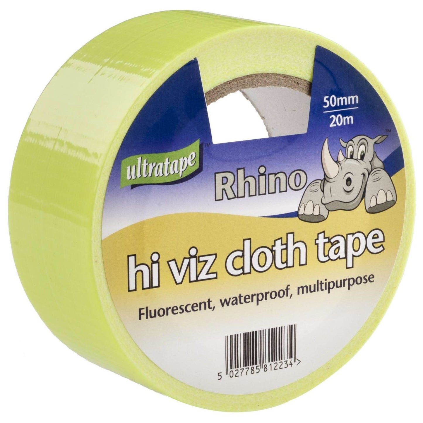 Ruban adhésif tissu réfléchissant haute visibilité jaune fluo Ultratape, 50 mm x 20 m