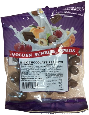 GOLDEN SUNRISE FOODS MILK CHOCOLATE PEANUTS 75g