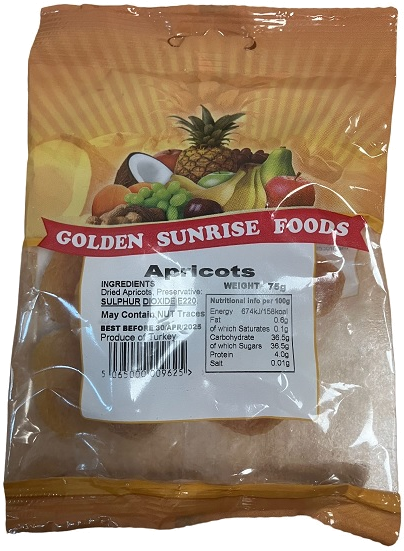 GOLDEN SUNRISE FOODS ABRICOTS 75g