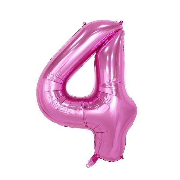 Giant No 4 Helium Air Foil Balloon L40in Pink