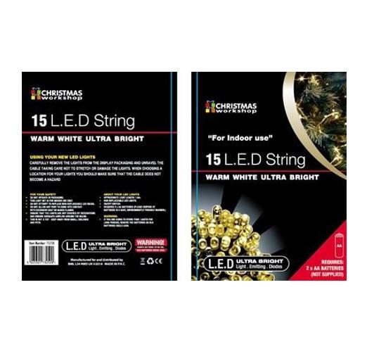 ATELIER DE NOËL GUIRLANDE DE 15 LED BLANC CHAUD
