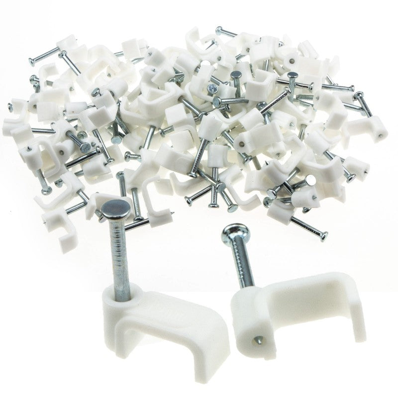 CABLE CLIPS flat & E WHITE 2.5MM 30PK