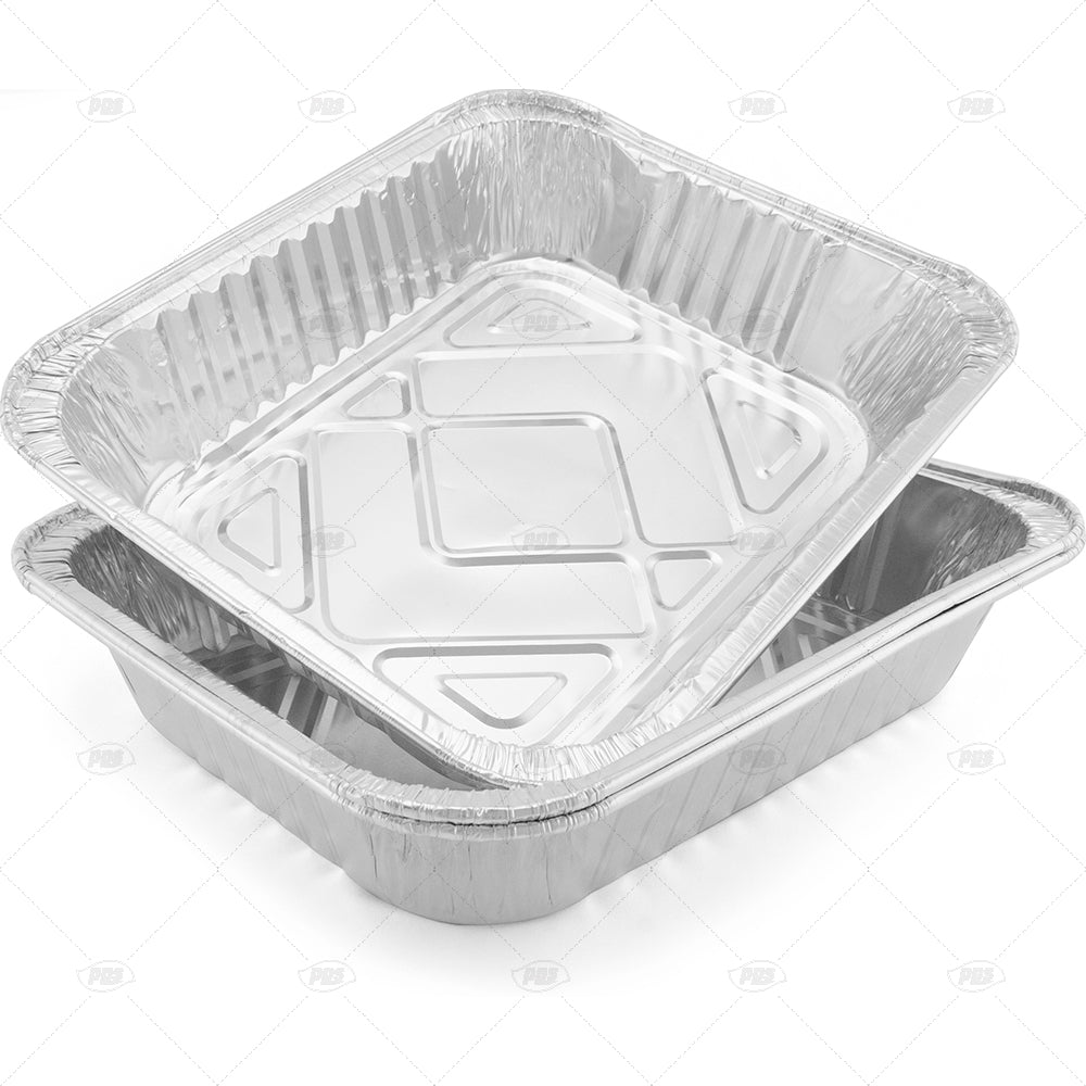 Plats de cuisson en aluminium avec couvercles carrés 235x235x58mm 2 pièces