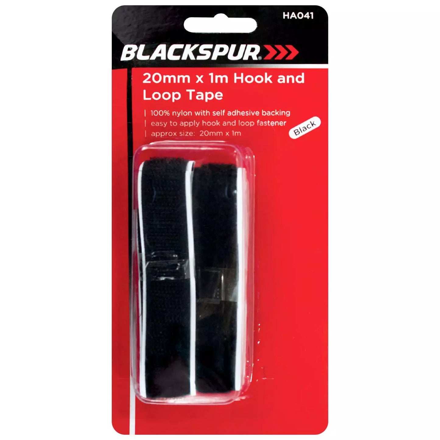 Bande auto-agrippante Blackspur, 20 mm x 1 m - Noir