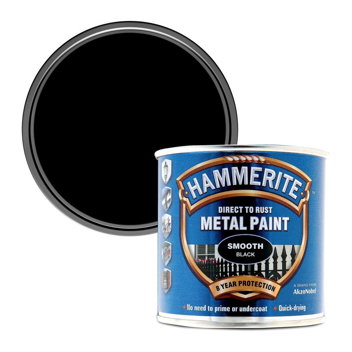 HAMMERITE METAL PAINT SMOOTH BLACK 250ml