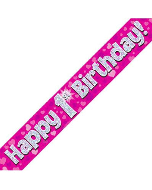 Happy 1st birthday banner 9 feet