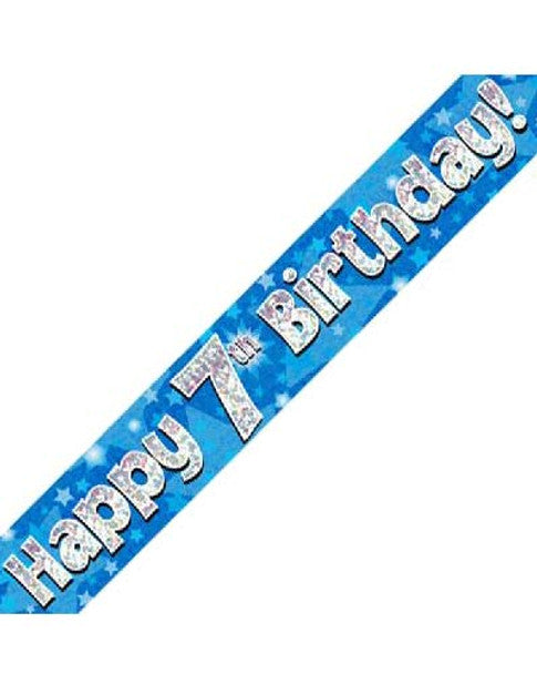 Happy 7th Birthday Holographic Banner 9 feet