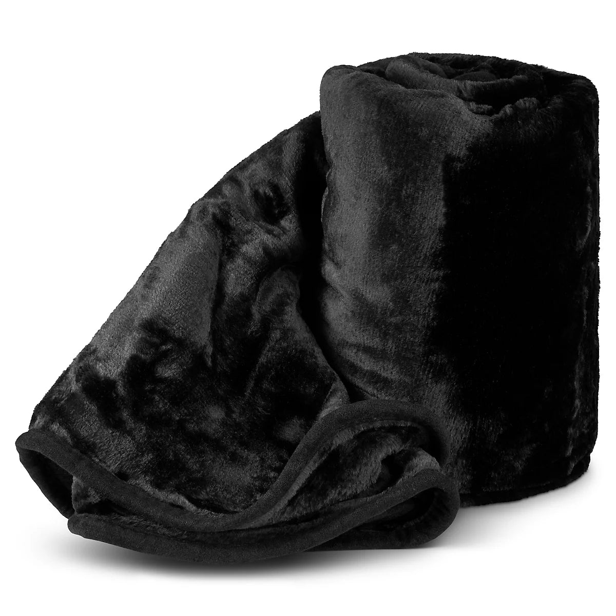 Couverture polaire douce et chaude en fausse fourrure de vison Bravich pour lit canapé noir 200x240cm