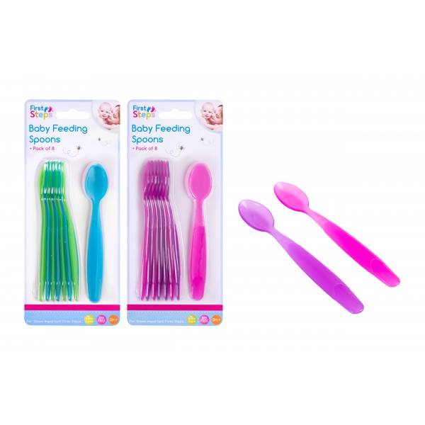 Cuillères d'alimentation pour bébés, paquet de 8, 2 couleurs assorties