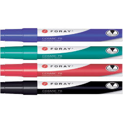 Marqueur permanent Foray Cosmic PB Pointe ogive 2,5 mm, Couleurs assorties, Paquet de 4