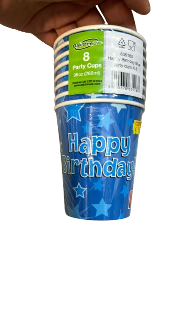 Happy brithday blue party cups