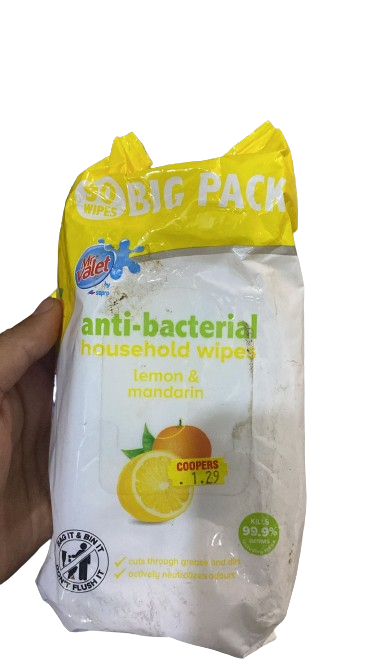 Lingettes antibactériennes ménagères 90 unités Nettoie et désinfecte Tue 99,9 % des bactéries