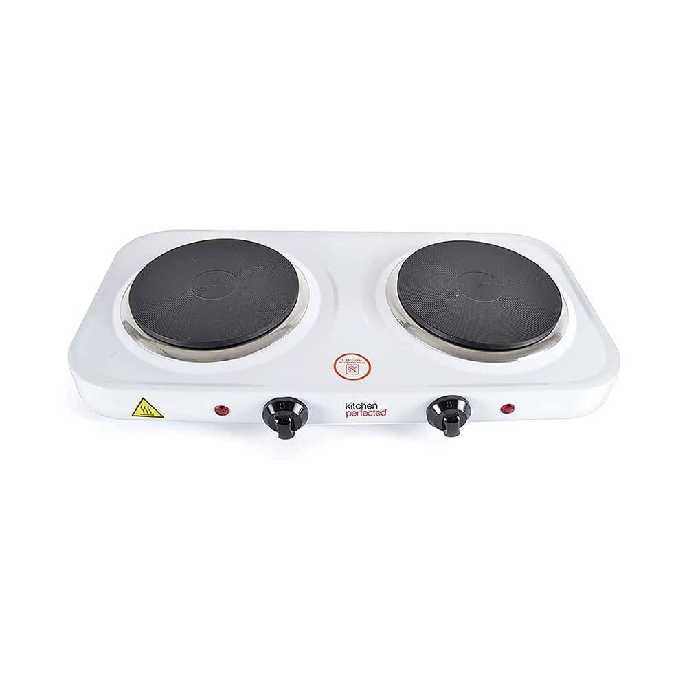 Plaque chauffante double KitchenPerfected 2000W - Blanche