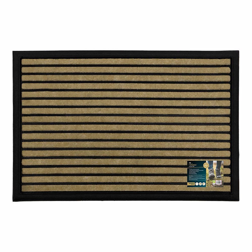 Paillasson Grattoir JVL Vienne avec Dessous Caoutchouc 40x60cm Lignes