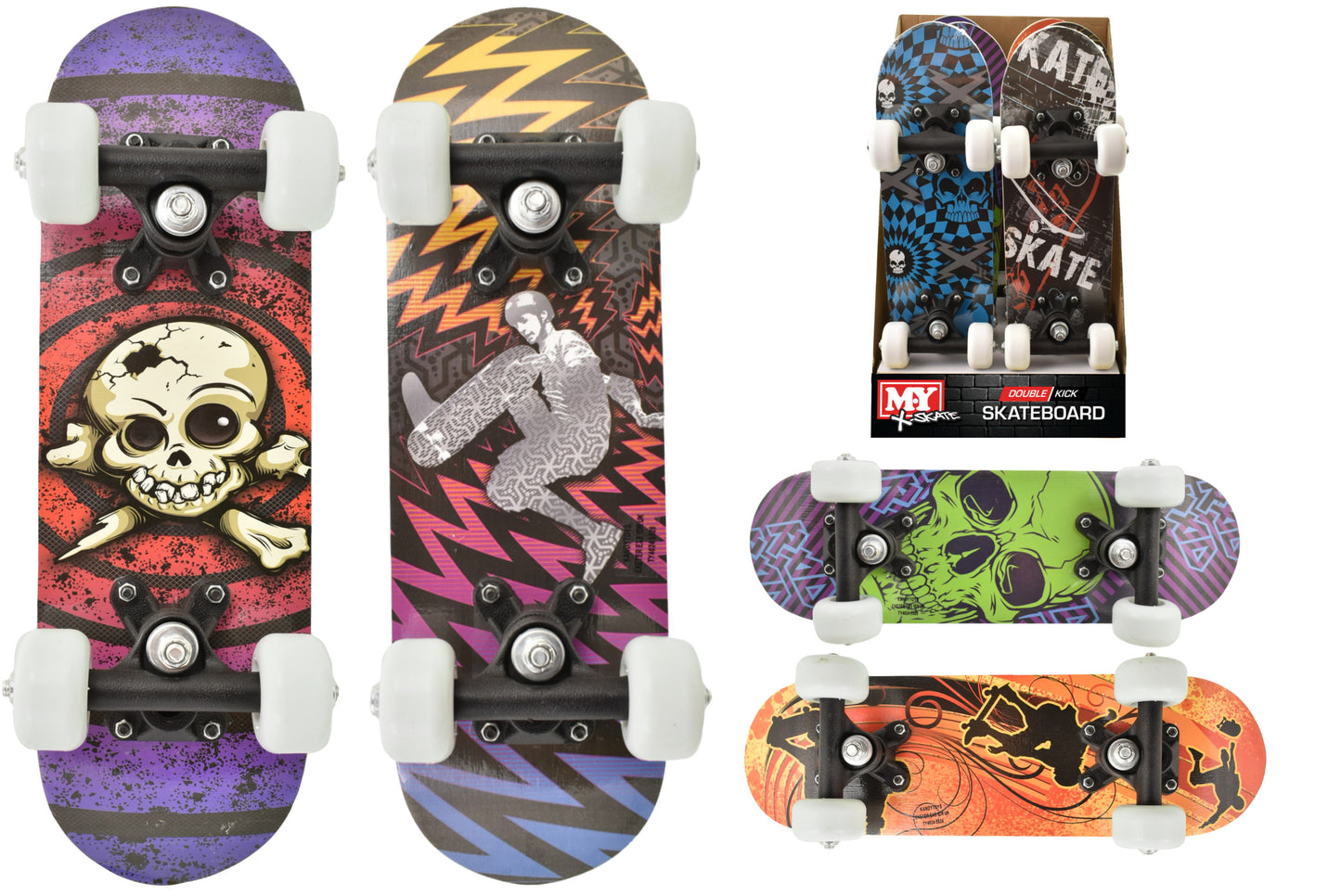 Skateboard Mini Street Double Kick 16,5" pour Enfant Débutant