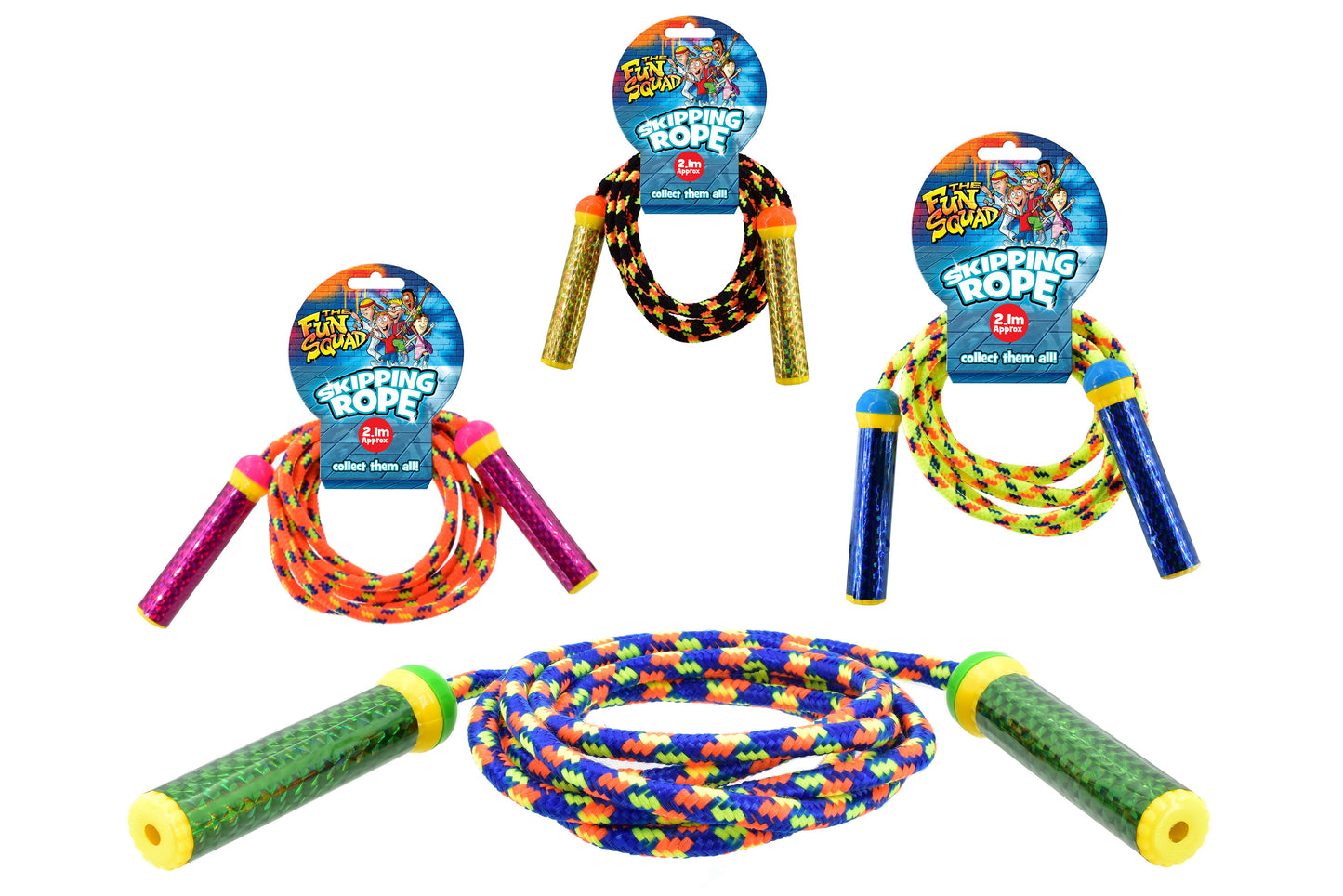 Premium 2.1m Skipping Rope Set in 4 Assorted Hot Colors