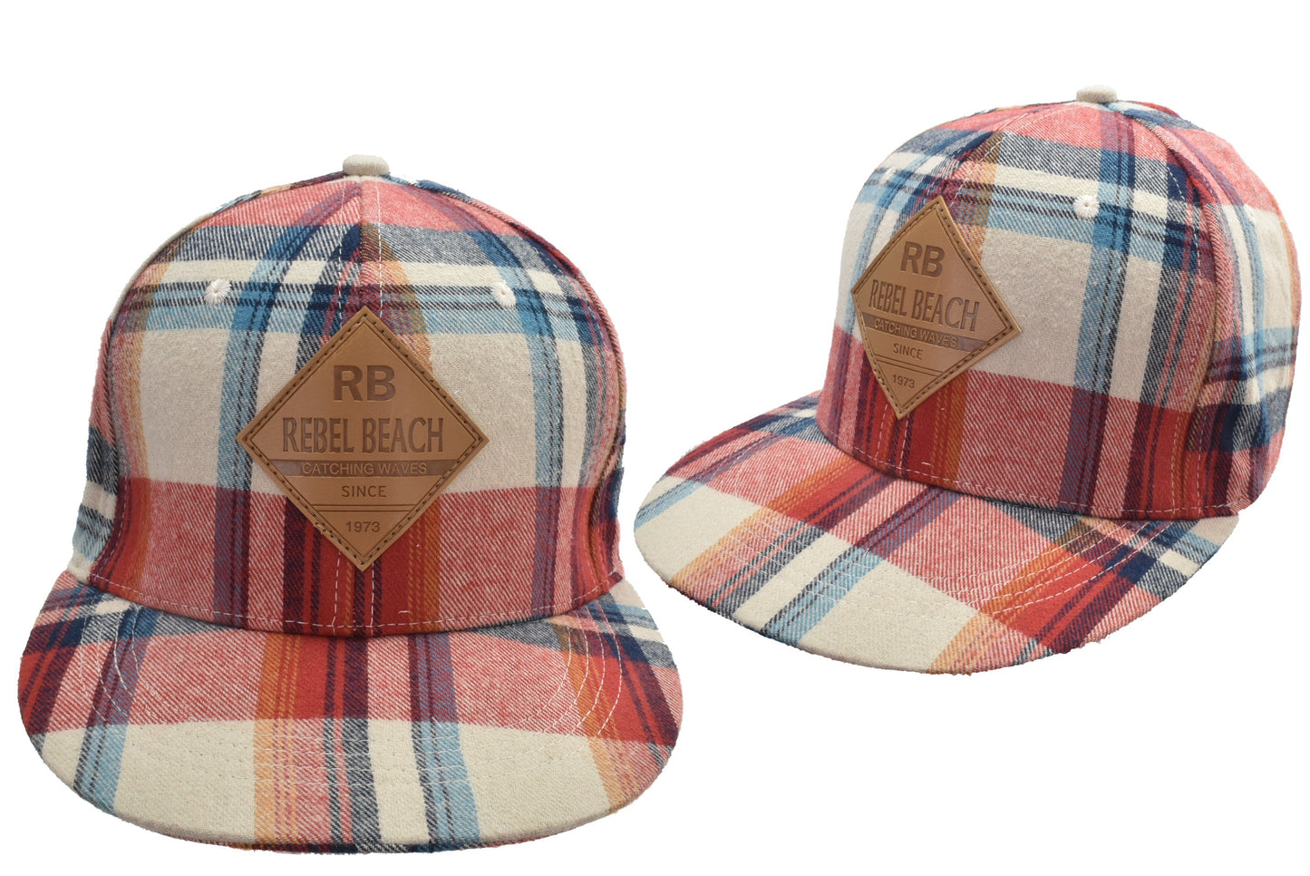 Casquette plate en coton à carreaux | Chapeau de plage stylé et rebelle