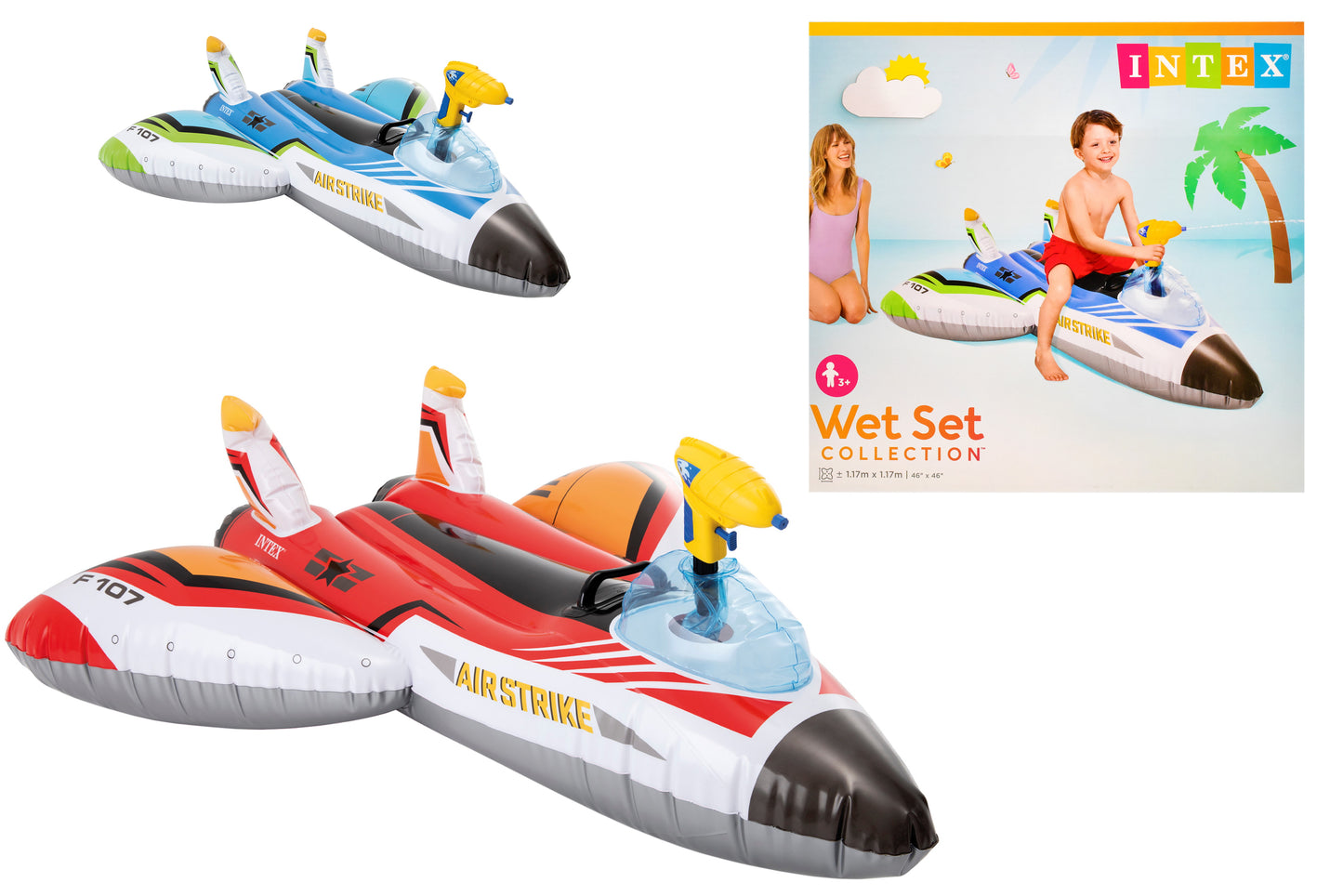 Get Soaked in Fun with Our Watergun Plane Ride On | 46" x 46" | 2 Assorted Colors