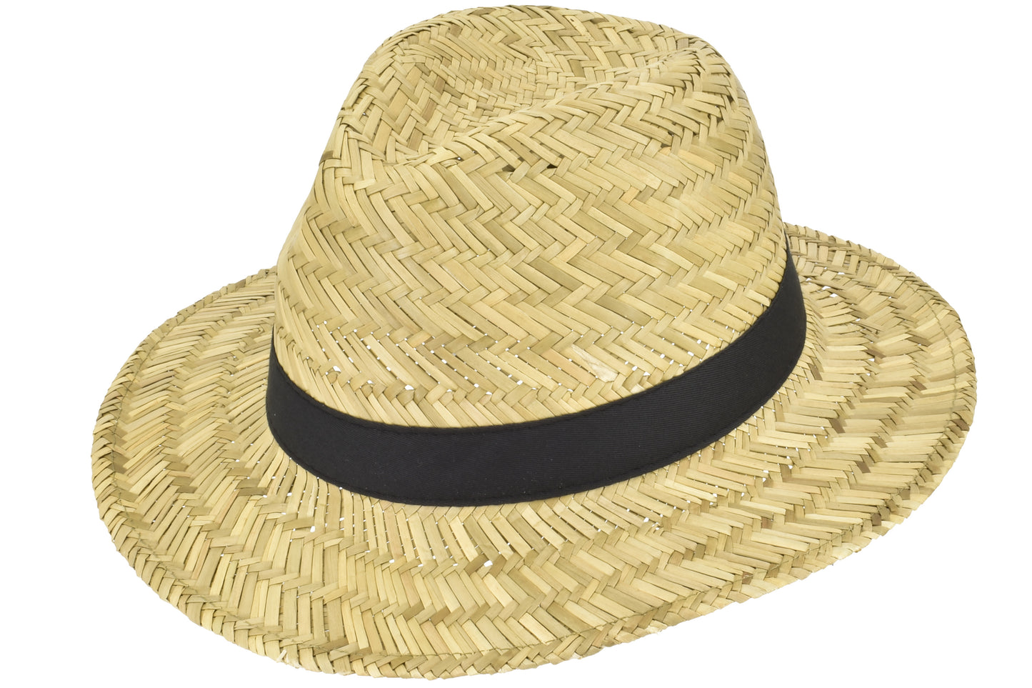 Style classique : Chapeau Panama en paille de 59 cm avec bande noire