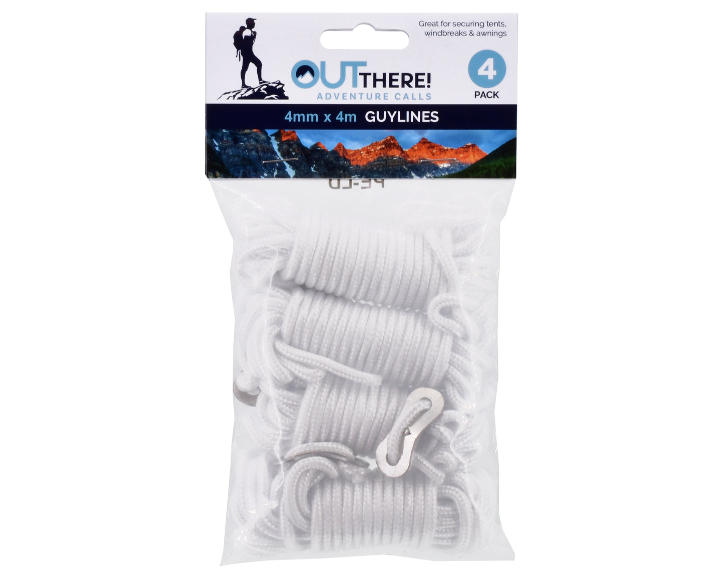 Kit de cordes de haubanage Premium 4mm x 4m - 4 pièces | Kit de corde de tente de camping durable