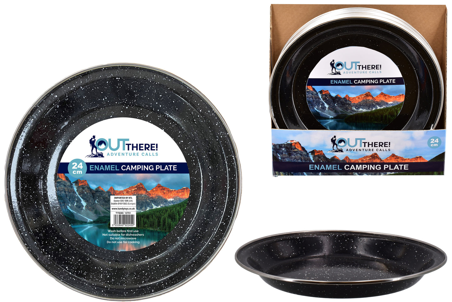Premium Enamel Camping Plate 24cm | Lightweight & Durable | Ideal for Outdoor Adventures