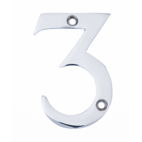 N° 3, chiffres de 75 mm, laiton chromé
