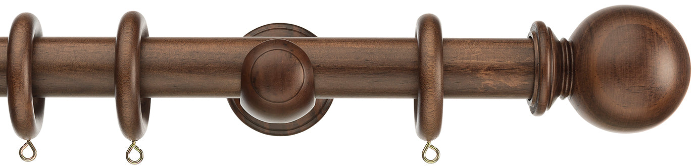 Tringle à rideaux en bois 28mm 120cm Noyer