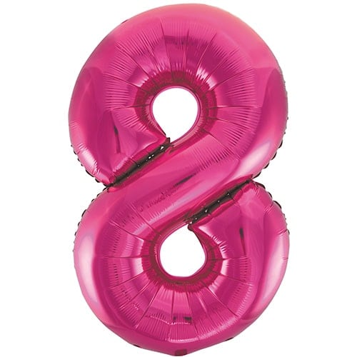 Giant No 8 Pink Helium Foil Balloon L40in