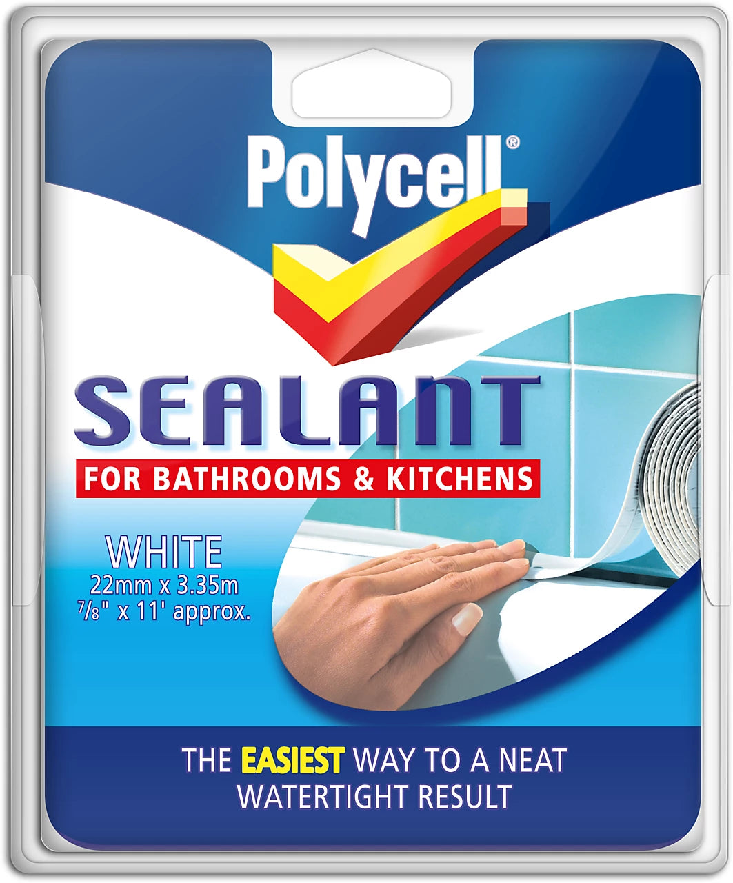 Polycell - Sealant Strip Bathroom & Kitchen - White - 22mm x 3.35m