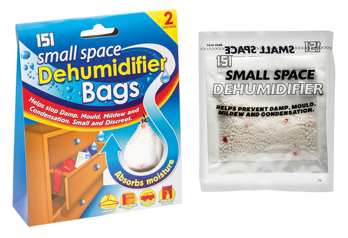 Sachets déshumidificateurs pour petits espaces 2x36gr