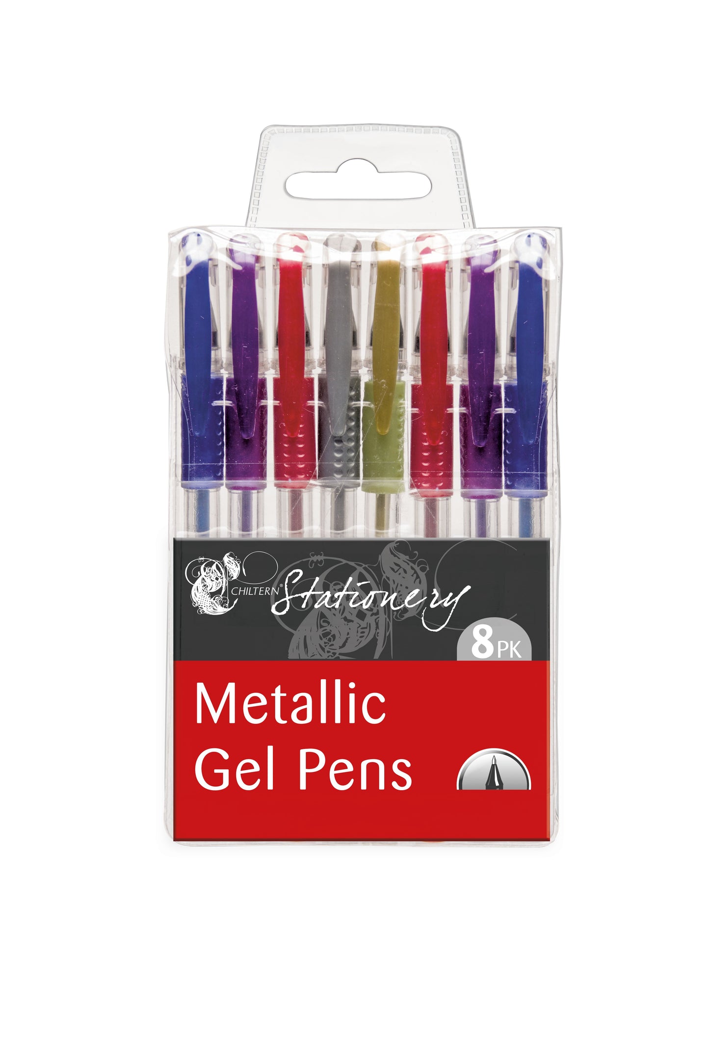 Stylos gel métallisés, paquet de 8