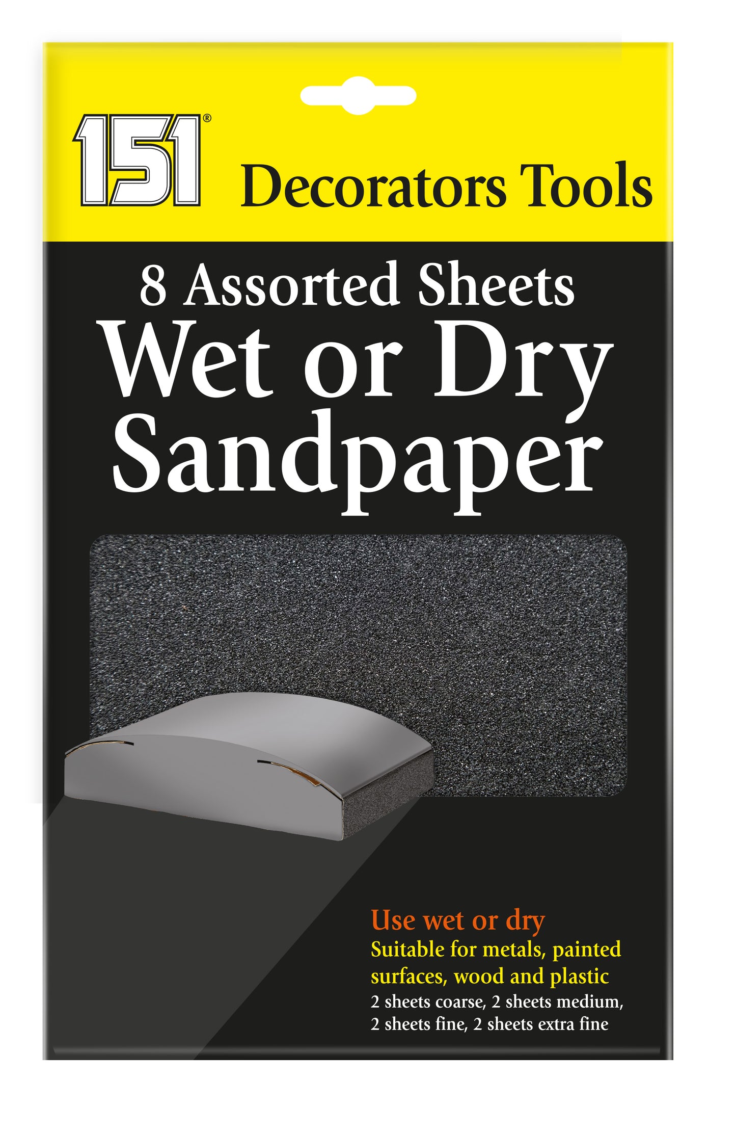 Papier abrasif à sec ou à l'eau, paquet de 8