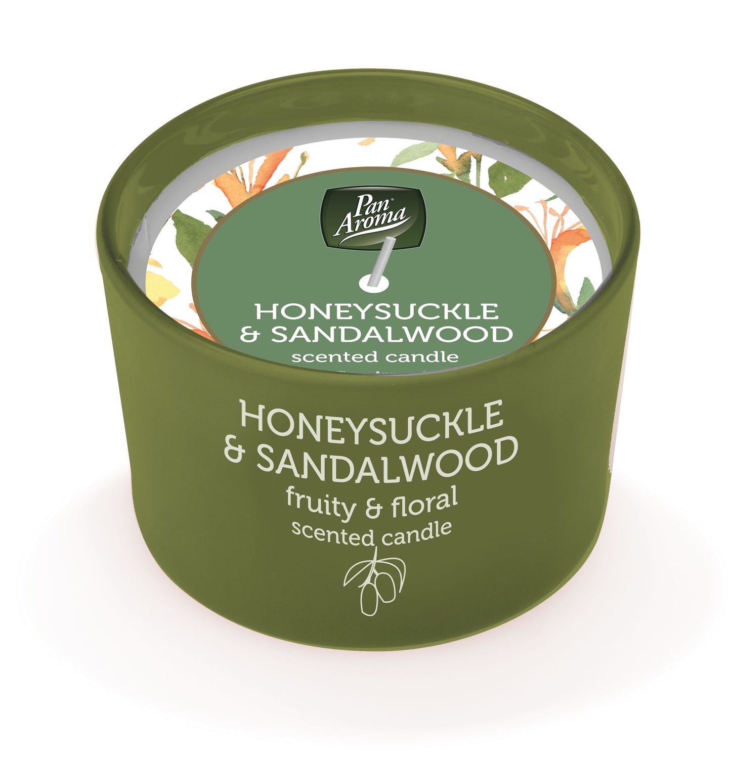 Bougie en Jarre Colorée Pan Aroma - Bois de Santal & Chèvrefeuille 85g