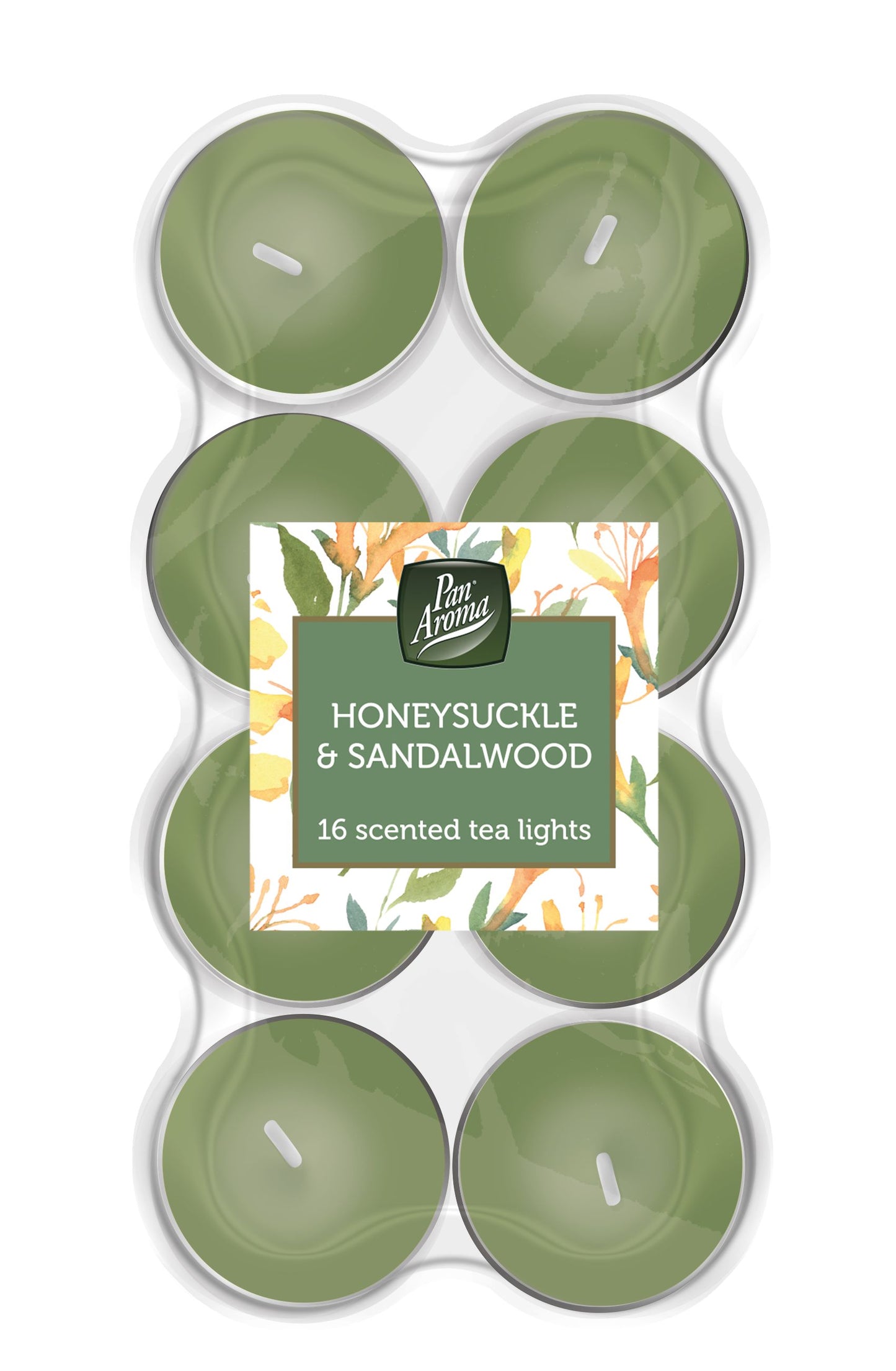 Bougies chauffe-plat parfumées - Bois de santal & Chèvrefeuille (16 pièces)