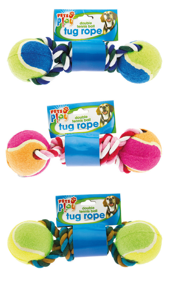 Double Tennis Ball Tug Rope
