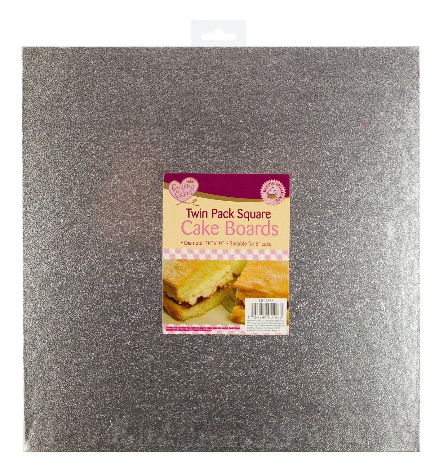 Supports à gâteaux carrés 10 x 2 mm"